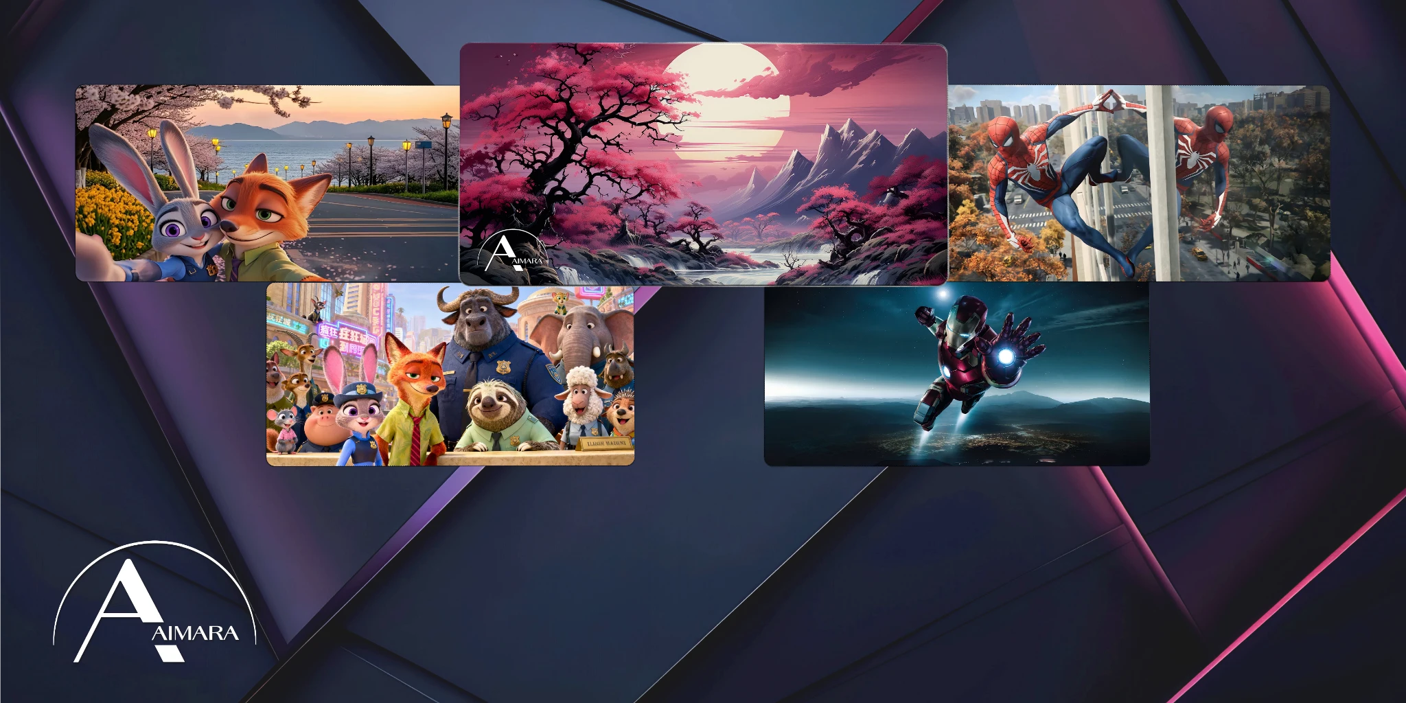 desktop banner featuring aesthetic anime and superhero extended desk mats for gaming and modern workspace setup