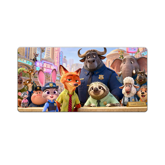 animal city squad mouse pad with urban cartoon style character lineup extended desk mat for gaming and workspace