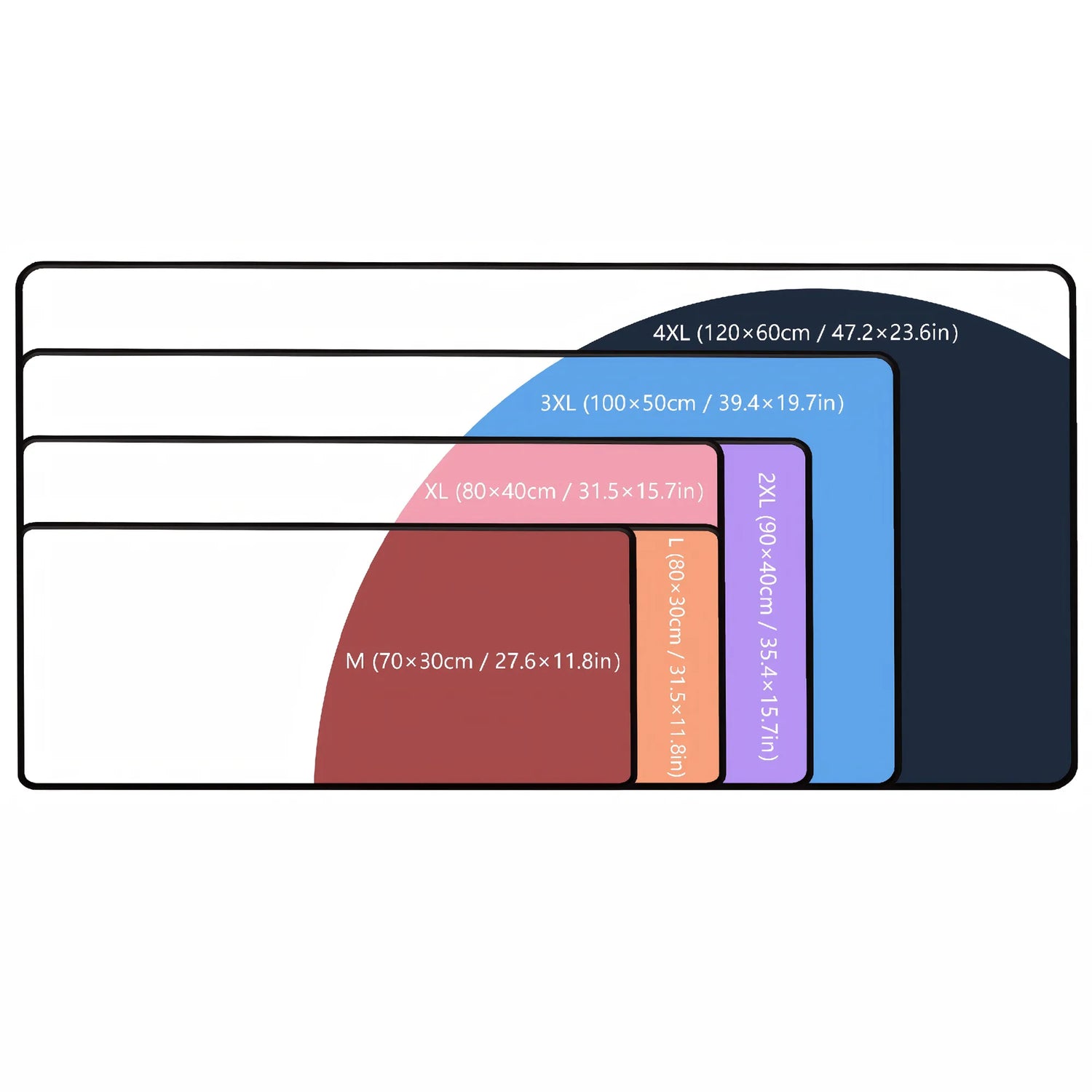 extended mouse pad size chart xl xxl 3xl 4xl desk mat dimensions guide