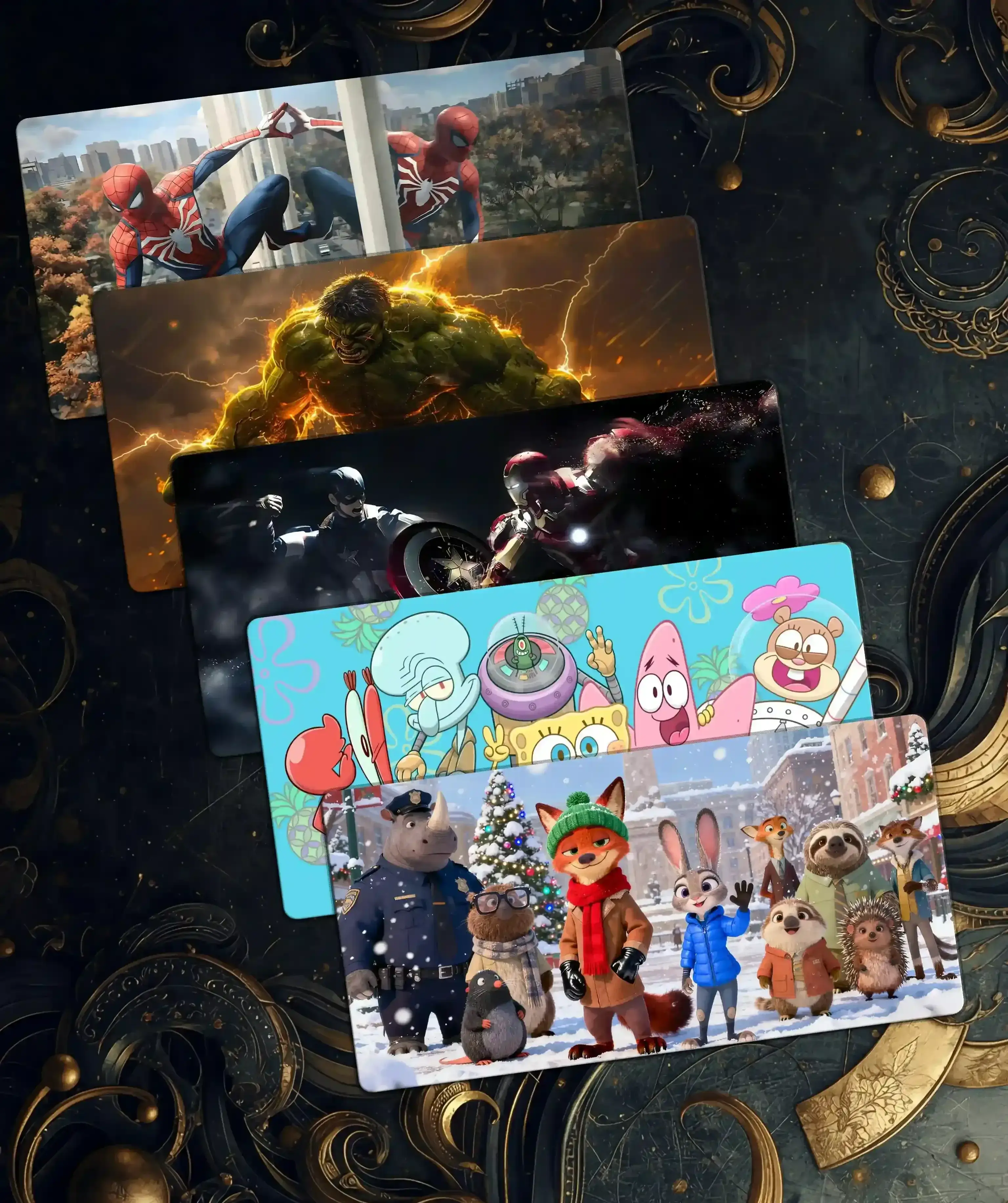 luxury dark blue gold abstract gaming mouse pad banner vertical premium background